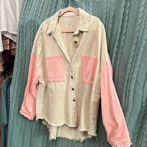POL pink & beige button down shirt. NWOT 100% cotton
